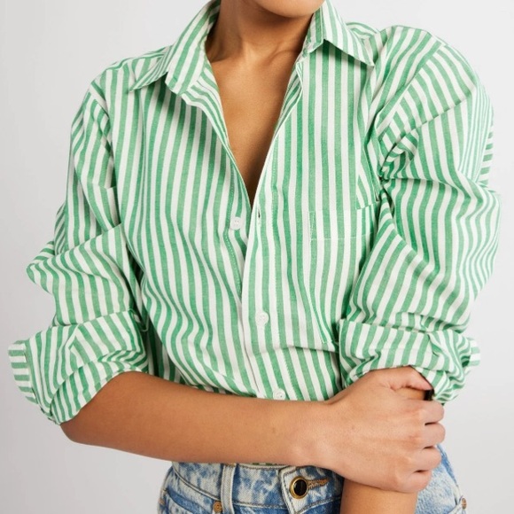 Ralph Lauren Green Stripe Button Down Shirt - Picture 1 of 5